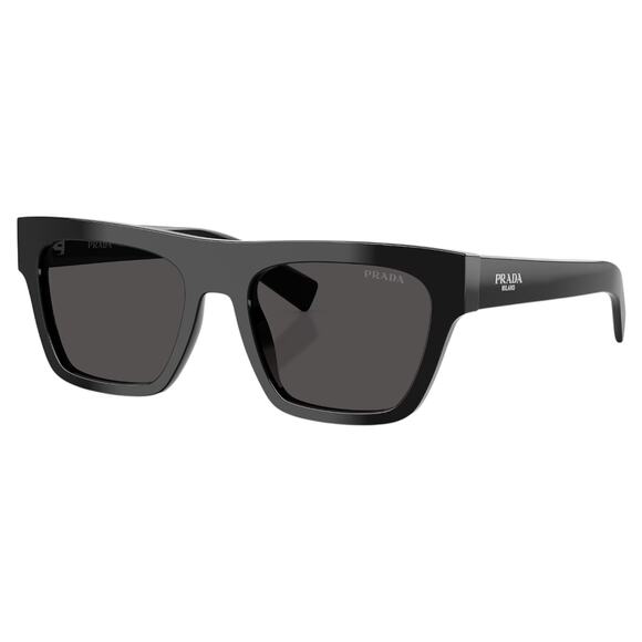NEW PRADA Sunglasses Black Square Rectangle Gray Lens w/ Box & Case Authentic